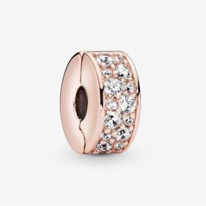 *PAIR* Pandora rose gold clear pave clip charm